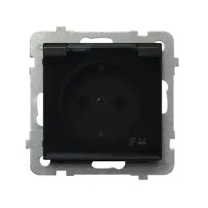 Socket outlet Ospel GPH-1RS/m/33/d, IP44, 16 A, Black, 71×71×42 mm