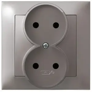 Socket outlet Ospel GP-2Y/23, 16 A, Titanium, IP20, 84×84×45 mm