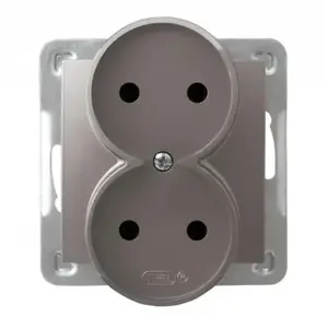 Розетка Ospel GP-2YR/m/23, 16 A, IP20, титан, 71×71×45 мм