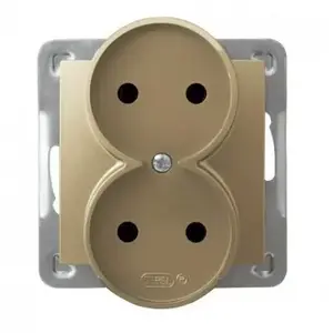 Socket outlet Ospel GP-2YR/m/28, 16 A, IP20, Gold, 71×71×45 mm