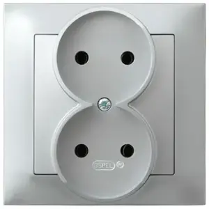 Розетка Ospel GP-2Y/18, 16 A, IP20, серебристая, 84×84×45 мм