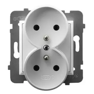 Socket outlet Ospel GP-2URZ/m/00, 16 A, IP20, White, 71×71×45 mm