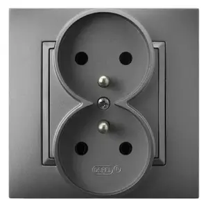 Sienas rozete Ospel GP-2UZ/70, 16 A, IP20, pelēka, 82×82×45 mm