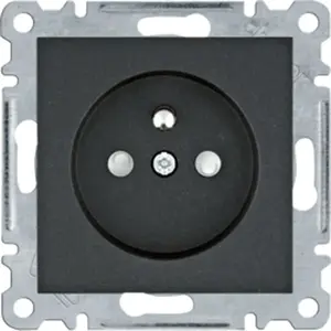 Power Outlet with Ground and Shutter Contacts Hager WL1043 16 A / 250 VAC, black