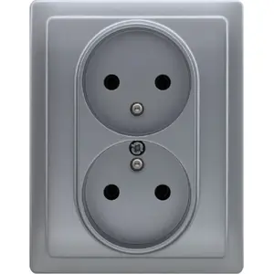 Electrical double socket KOS Vena with protective contact 16A aluminium model 514036