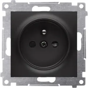 Модуль розетки с заземлением и шторками 16A 250V, Kontakt-Simon DGZ1CZ.01/49, матовый черный