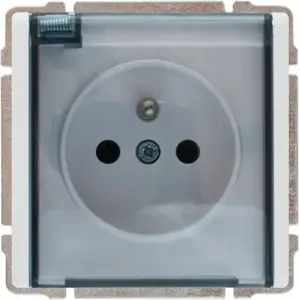 Flush-mounted electrical socket KOS model 660440 with grounding, protective cover, 16A 250V, IP44, white