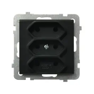 Розетка Ospel GP-3R/m/33 чёрная, IP20, номинальный ток 2,5 A, размеры 71×71×45 мм