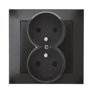 Розетка Ospel GP-2YZ/50, 16 A, IP20, антрацит, 84×84×45 мм