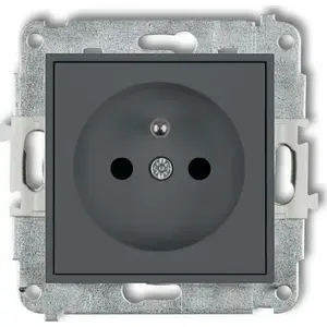 Electrical outlet Karlik MINI single socket with protective shutters graphite matte 28MGP-1zp