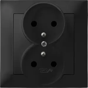Electrical wall double socket with grounding Ospel IMPRESJA GP-2YZ/33 black metallic