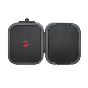 Surface-mounted Abex single socket 2P+E splashproof IP44 with illuminated switch, gray/black