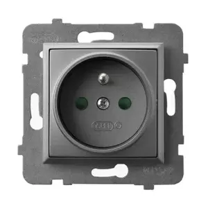 Socket outlet Ospel GP-1UZP/m/70, grey, 16 A, IP20, 71×71×38 mm