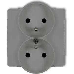 Двойная розетка Karlik DECO Soft с заземлением/нулём для рамки, матовый серый (27DGPRSO-2z)
