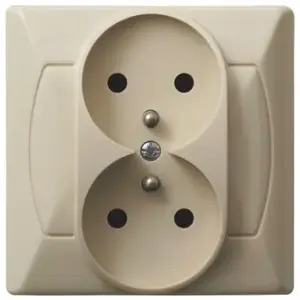 Sienas kontaktligzda Ospel GP-2AZ/01, 16 A, bēša, IP20, 82×82×44 mm