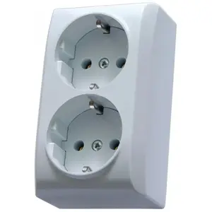 Socket outlet Ospel GN-2BS/00 White, 16 A, IP20, 60×44×100 mm