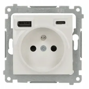 Sienas kontaktligzdas modulis ar integrētu USB‑C un USB‑A lādētāju 2.1 A 5 V DC 230 V Kontakt‑Simon DGZ1ZUSB2CA.01/11