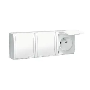 Розетка Kontakt-Simon AQGZ1-3/11, IP54, 250 В, белая, пластик, 183×70×46 мм