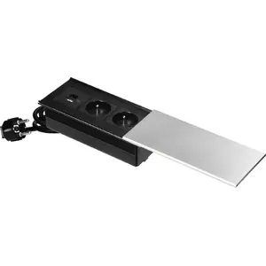 Furniture power outlet ORNO OR-GM-9043/G, 2x 2P+Z (French), USB A+C, sliding cover, silver