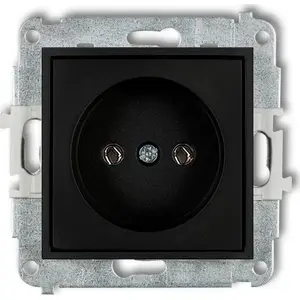 Socket outlet single flush-mounted with shutters Karlik 12MGP-1p black matte