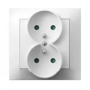Розетка Ospel GP-2YZP/00 — 16 A, IP20, белая, 84×84×45 мм