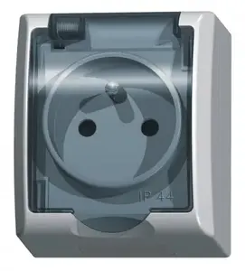 Розетка Ospel GNH-1HZ/00/d — 16 A, IP44, белая, 60×52×70 мм