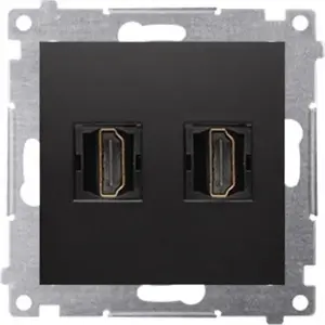 Двойной модульный HDMI разъем Kontakt-Simon Simon 54 DGHDMI2.01/49 черный матовый