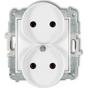 Wall dual socket Karlik MGPR-2, recessed, without shutters, white