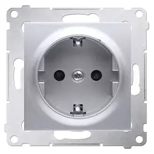 Розетка Schuko 16A с заземлением Kontakt-Simon WMDW-0311Sx-043, серебристая матовая, IP20