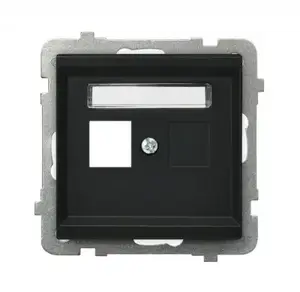 Розетка Ospel GPK-1R/p/33 — чёрная, IP20, 71×71×33 мм