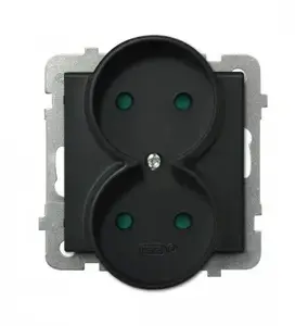 Розетка Ospel GP-2RR/m/33, 16 A, IP20, черная, 71×71×48 мм