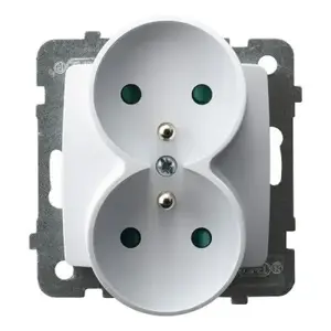 Socket outlet Ospel GP-2SRZP/m/00, 16 A, IP20, White, 71×71×48 mm