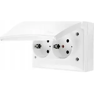 Kontakt-Simon Aquaclick двойная компактная розетка Schuko IP44 с белой крышкой, модель ACGSZ2/11