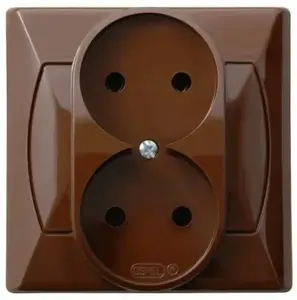 Розетка Ospel GP-2A/24 — коричневая, 16 A, IP20, 82×82×44 мм