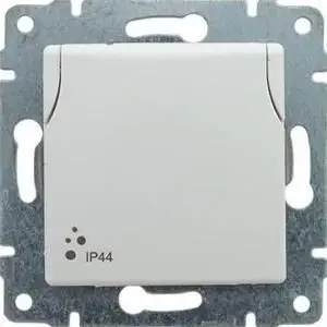 Electrical socket KOS Vena single recessed IP44 with earth 16A 250V white (model 510439)