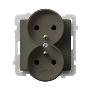Розетка Ospel GP-2RRZ/m/40 — 16 A, IP20, коричневая, 71×71×48 мм