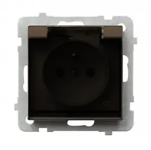 Socket outlet Ospel GPH-1RZ/m/40/d — 16 A, IP44, brown, 71×71×42 mm