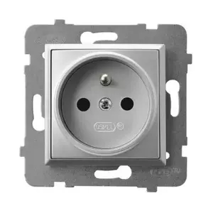 Socket outlet Ospel GP-1UZ/m/18, 16 A, IP20, silver, 71×71×38 mm