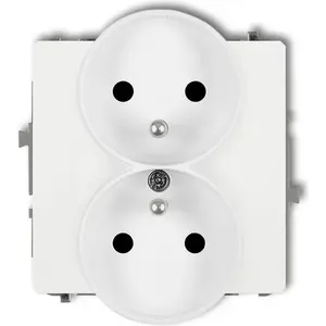 Double Socket Karlik DECO Soft with Earth and Child Protection for Frame, White DGPRSO-2z