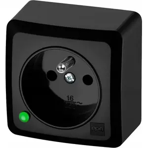 Surface-mounted power socket NASIELSK Berg 3733-09 single 2P+Z with earth, black