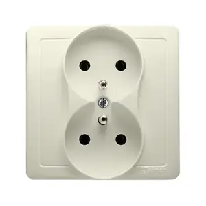 Socket outlet Kontakt-Simon BMGZ2/12, beige, plastic housing, IP20, 250 V, 80.5×80.5×45 mm