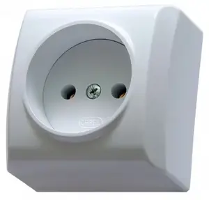 Wall socket outlet Ospel GN-1B/00, single, 16 A, IP20, white, 60×60×38 mm