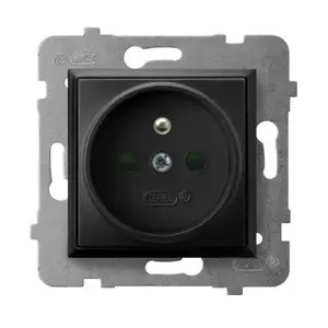 Розетка Ospel GP-1UZP/m/33 — 16 A, IP20, чёрная, 71×71×38 мм