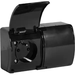 Surface-mounted double grounded socket with cover ViPlast KOALA 162-05, IP44, black