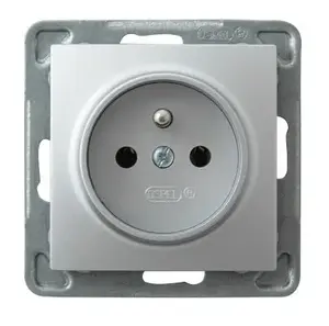 Розетка Ospel GP-1YZ/m/18, 16 A, IP20, серебристая, 71×71×37 мм
