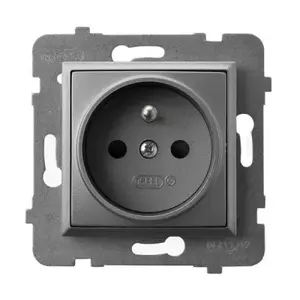 Розетка Ospel GP-1UZ/m/70, серый, 16 A, IP20, 71×71×38 мм