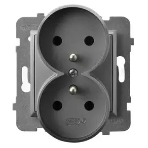 Розетка Ospel GP-2URZ/m/70, 16 A, IP20, серый, 71×71×45 мм