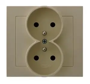 Socket-outlet Ospel GP-2WZ/01, 16 A, IP20, Beige, 88×45×82 mm
