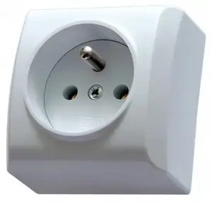 Socket outlet Ospel GN-1BZ/00, 16 A, IP20, White, 60×60×38 mm