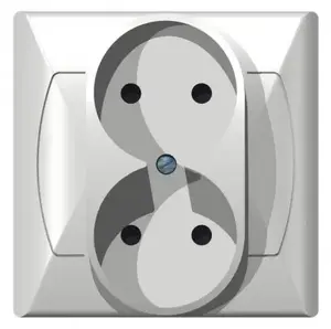 Sienas kontaktligzda Ospel GP-2A/00 — 16 A, IP20, 82×82×44 mm, balta